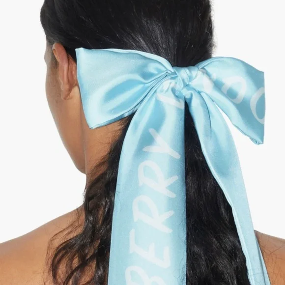 BURBERRY Skinny Silk Scarf- Topaz Blue - Picture 3 of 13